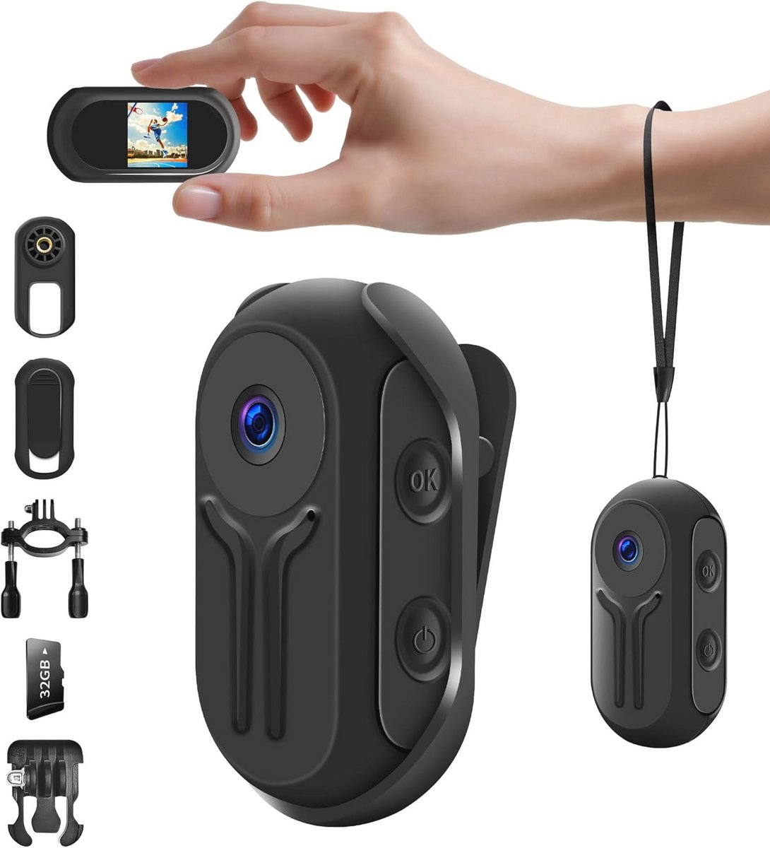 Actiecamera - Mini Bodycam - Avonturen Vastleggen - 1080P HD Opname - Compact Formaat - Zwart
