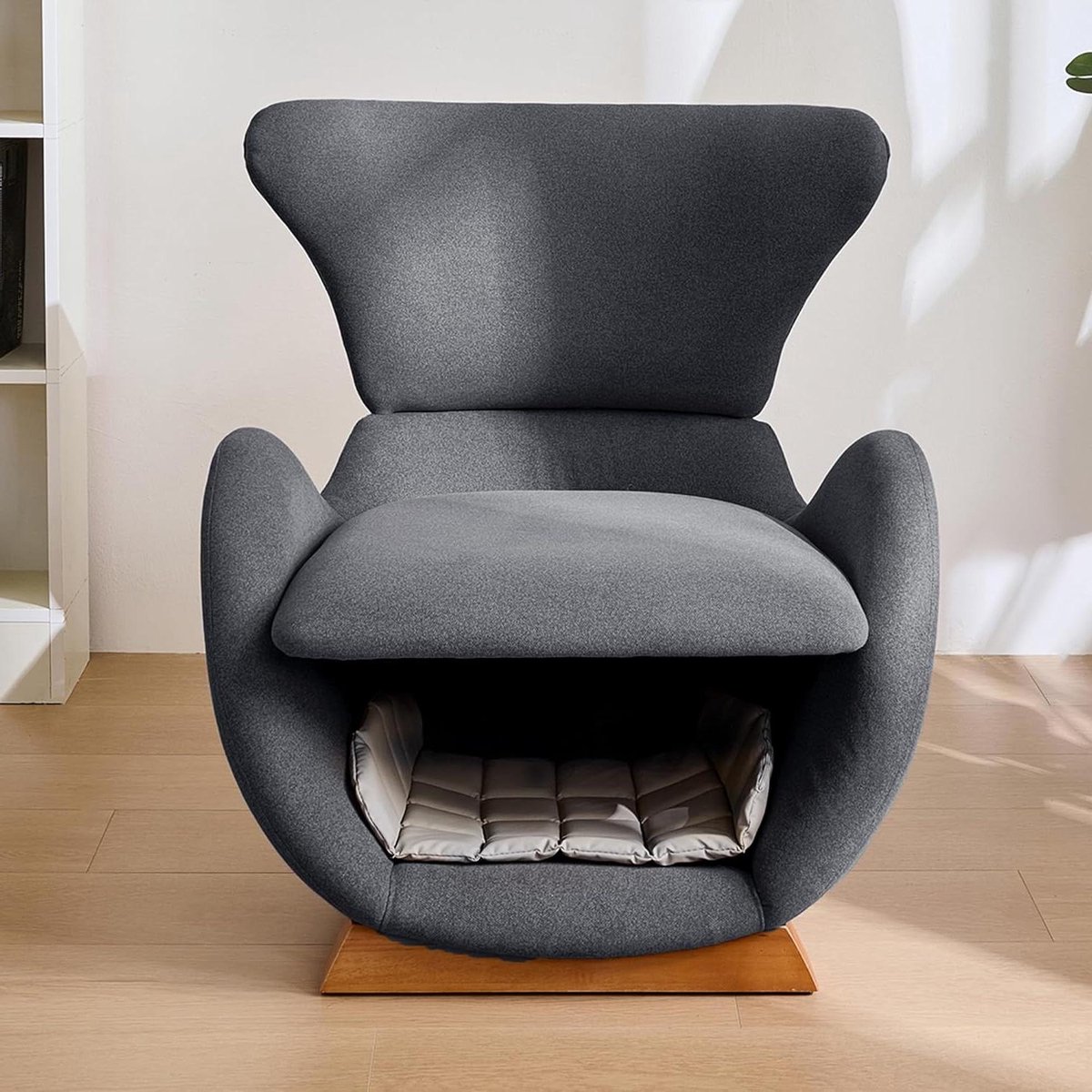 Designer Loungestoel - Dierenstoel - Ontspannen met huisdier - Geïntegreerd dierenhol - 66 x 55 x 76cm - Grijs