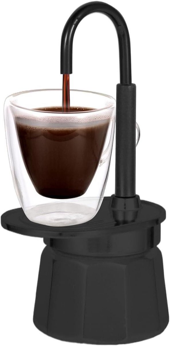 Koffiezetapparaat - Compact apparaat - Koffie zetten thuis - Zonder stroom - 17 cm hoogte - Zwart
