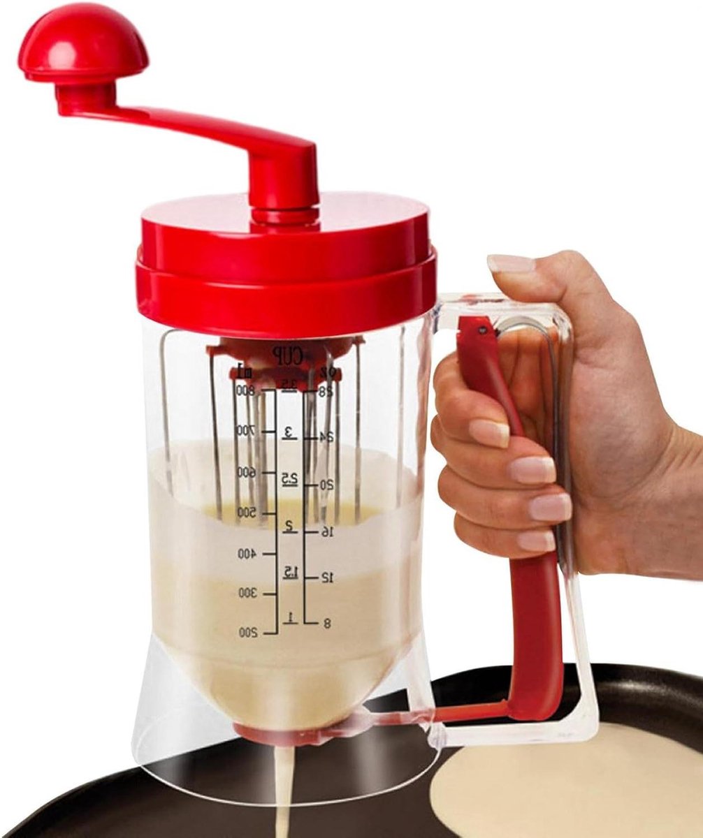 Beslag Dispenser - Pannenkoekenmaker Mix - Moeiteloos Bakken - Nauwkeurige Dosering - 900 ml Capaciteit - Zilver