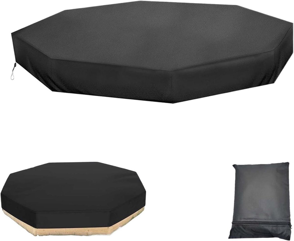Zandbakhoes Achthoekig - Zandbak Deksel - Buiten Spelen Beschermen - Waterdicht Oxford Stof - 213 cm Diameter - Zwart