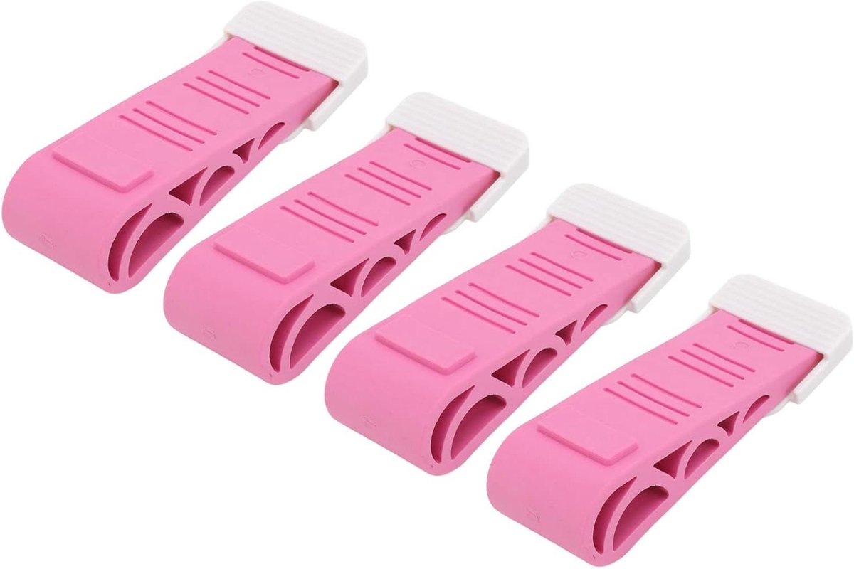 Rubberen Deurstopper - Deurwig Antislip - Deur Stil Houden - Geweven Ontwerp - 4 Stuks - Roze
