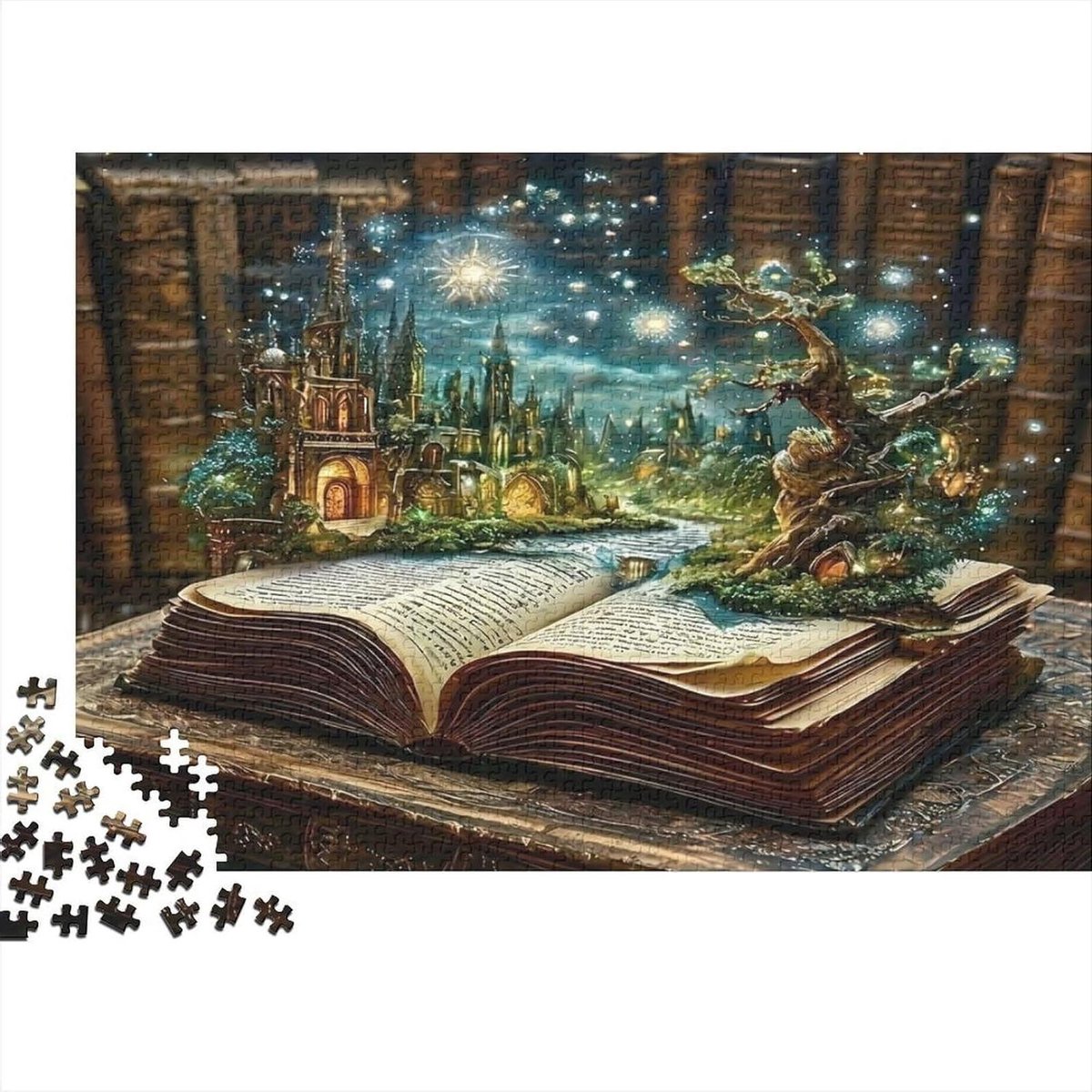 Puzzel Magisch Boek - Fantasie Puzzel - Mentale Uitdaging - Gerecycled Materiaal - 38 x 26 cm - Stijl-5