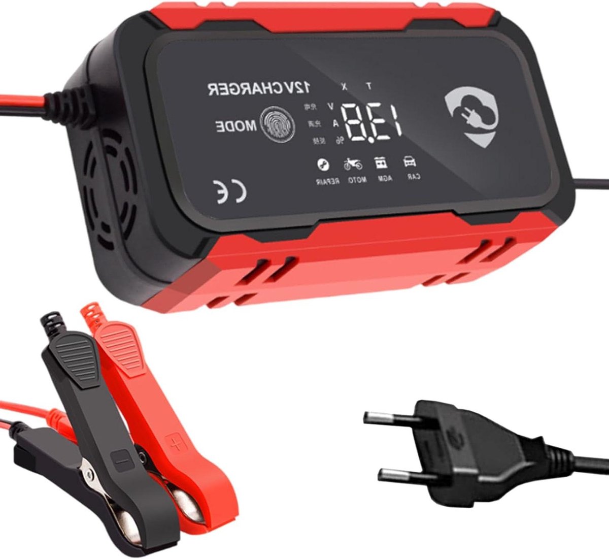 Druppellader Batterij - Oplader Onderhoud - Motor Accu - Intelligente Koeling - 12V 100AH - Zwart Rood