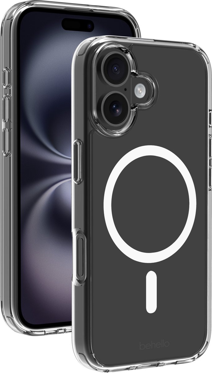 BeHello iPhone 17 Clear case met magnetische ring transparant
