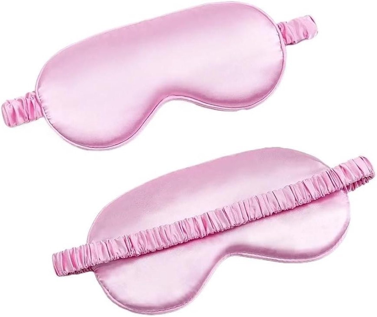 Geïmiteerd zijden slaapmasker voor vrouwen, draagbare reisoogbescherming, ooglapje voor dutje, oogbescherming voor rust, slaapmasker, nachtoogbescherming, slaapmasker (roze, 2 stuks)
