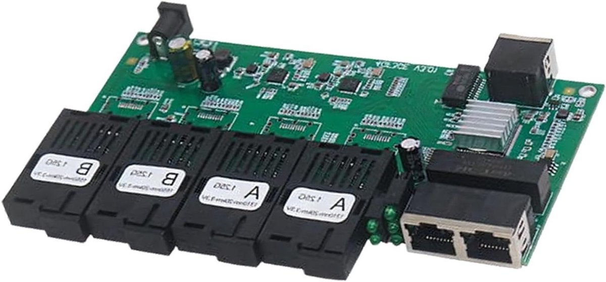 Gigabit Vezelconvertor - Media Converter - Netwerk Uitbreiding - 4 Vezel 3 Koper - 20KM - Zwart
