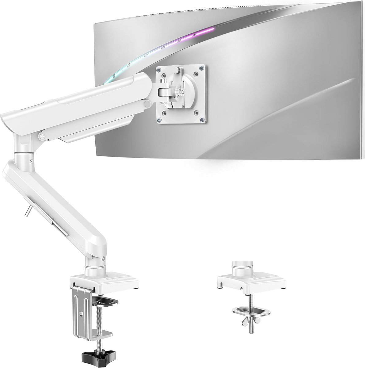 Monitor Arm - Gasveer Arm - Bureau Organisatie - Quick Release VESA - 13-32 Inch - Wit