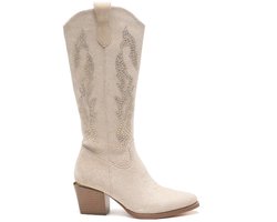 Smile Favorites® Dames Cowboylaarzen - Beige - Suedine - Maat 37