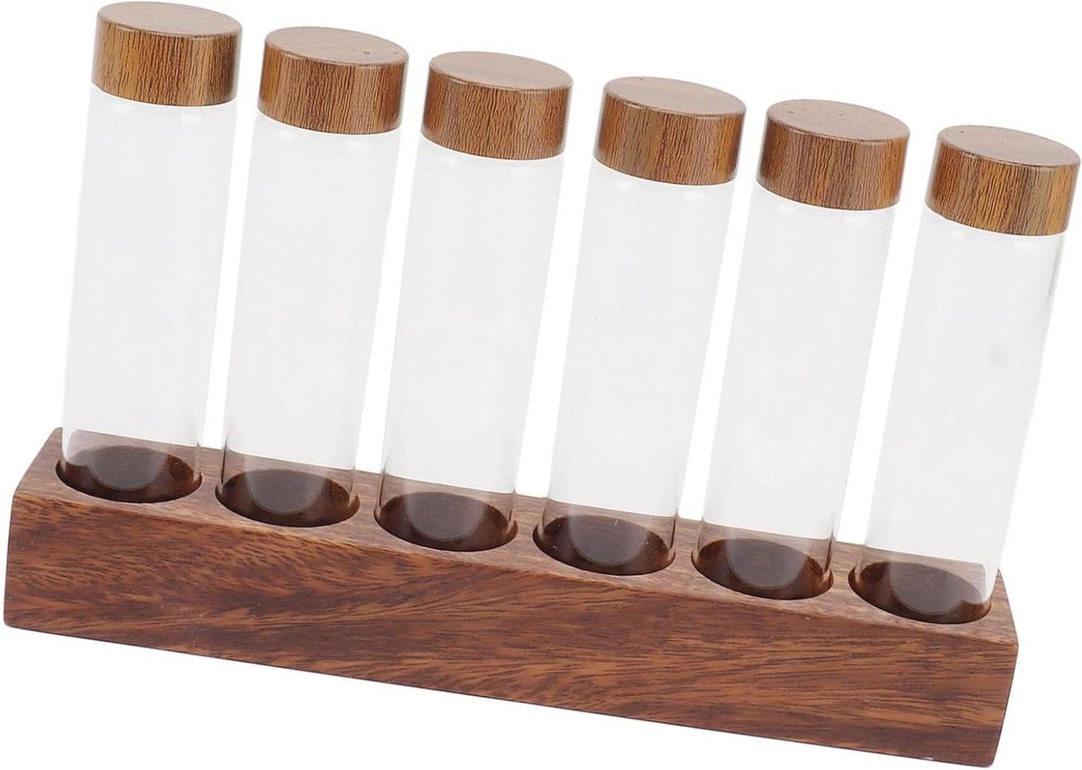 Koffiebonen Opslagbuizen - Koffiebonen Houders - Koffiebonen Tonen - Walnoot Houten Standaard - 22 x 14 x 5 cm - Natuurlijk