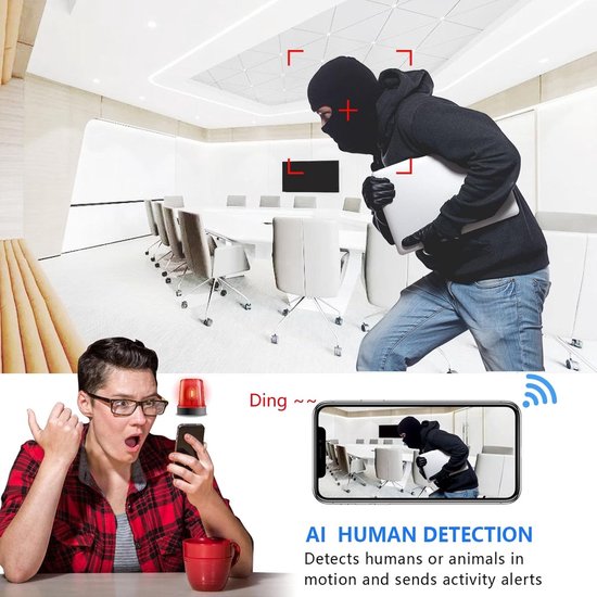 Mini WiFi Camera - Draadloze Camera Beveiliging - Thuis Bewaken - AI Humanoïde Herkenning - 1080P HD - Zwart van MINI — afbeelding 3