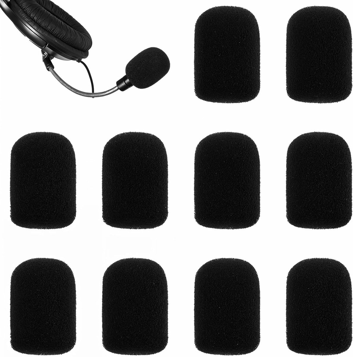 Set van 10 Microfoonhoezen van Schuim voor Lapel Headset, Geluidsisolatie, Bescherming tegen Stof en Speeksel, Geschikt voor Diverse Microfoons