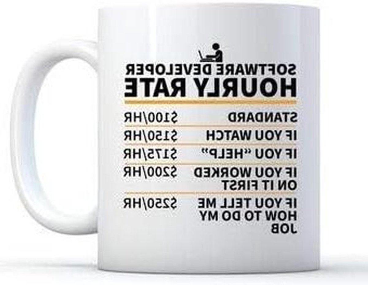 Ontwikkelaars Mok - Programmeurs Cadeau - Dagelijks Gebruik - Vaatwasserbestendig Ontwerp - 11 Ounces - Wit