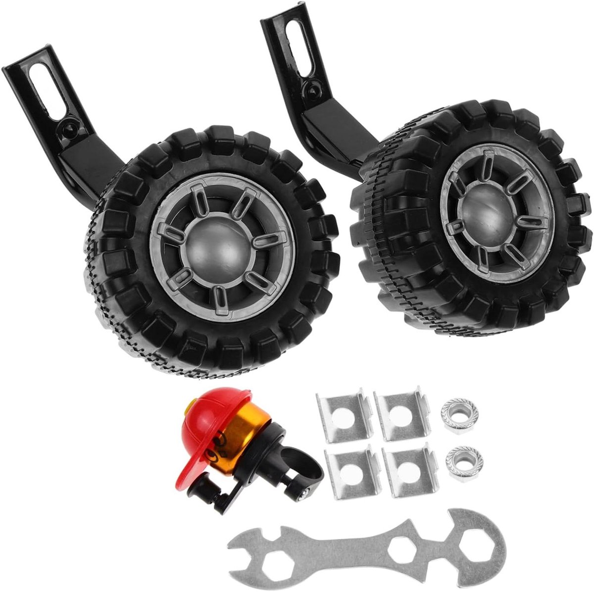 Kinderfiets Stabilisator Set - Zijwieltjes Fiets - Leren Fietsen - Verstelbaar - 16x13CM - Zwart