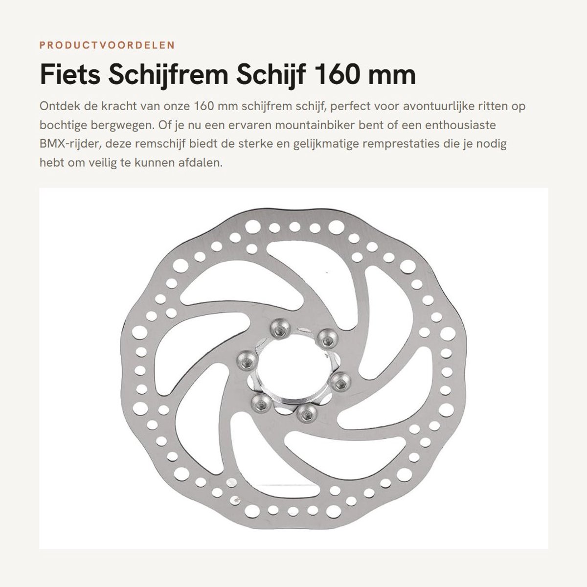 Dailygoods- Schijfrem 160 mm - Roestvrij Staal - Schijfrem met 6 Schroeven - Betrouwbaar - Slijtvast - Goede Warmteafvoer - Remschijf