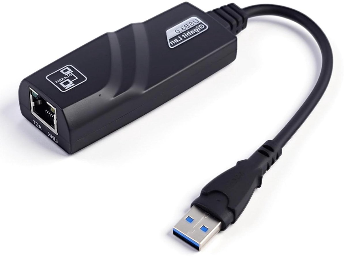 Ethernet Adapter - LAN Adapter Netwerkkaart - Stabiel Internet - Plug and Play - 27.5 Cm Kabel - Zwart