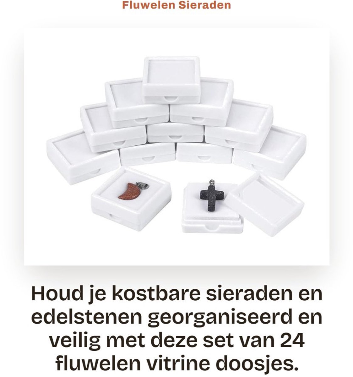 Dailygoods- Sieradenopbergdoos 24 Stuks - Fluwelen Binnenkant - Organizer - Vitrine - Hoogwaardig Kunststof - Schokbestendig - Sieradenbox