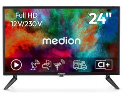MEDION 59.9 cm 24" Full HD TV perfect voor camping camper vrachtwagen tuin 12V auto adapter Triple Tuner HDMI USB, MD824000