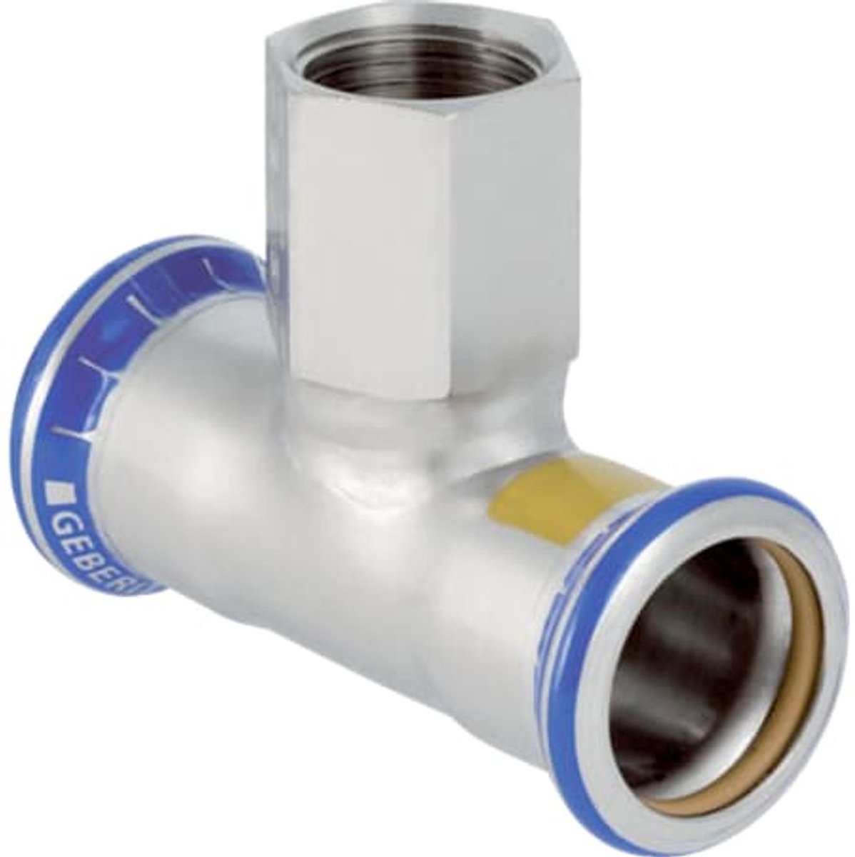 Geberit Mapress roestvrij staal T-stuk met binnendraad (gas), DN 15, 34053