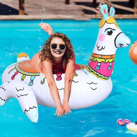 Opblaasbare Vlotter - Water Speelgoed - Zomerse Ontspanning - Leuk Alpaca Design - 150 x 130 cm - Multicolor — afbeelding 5