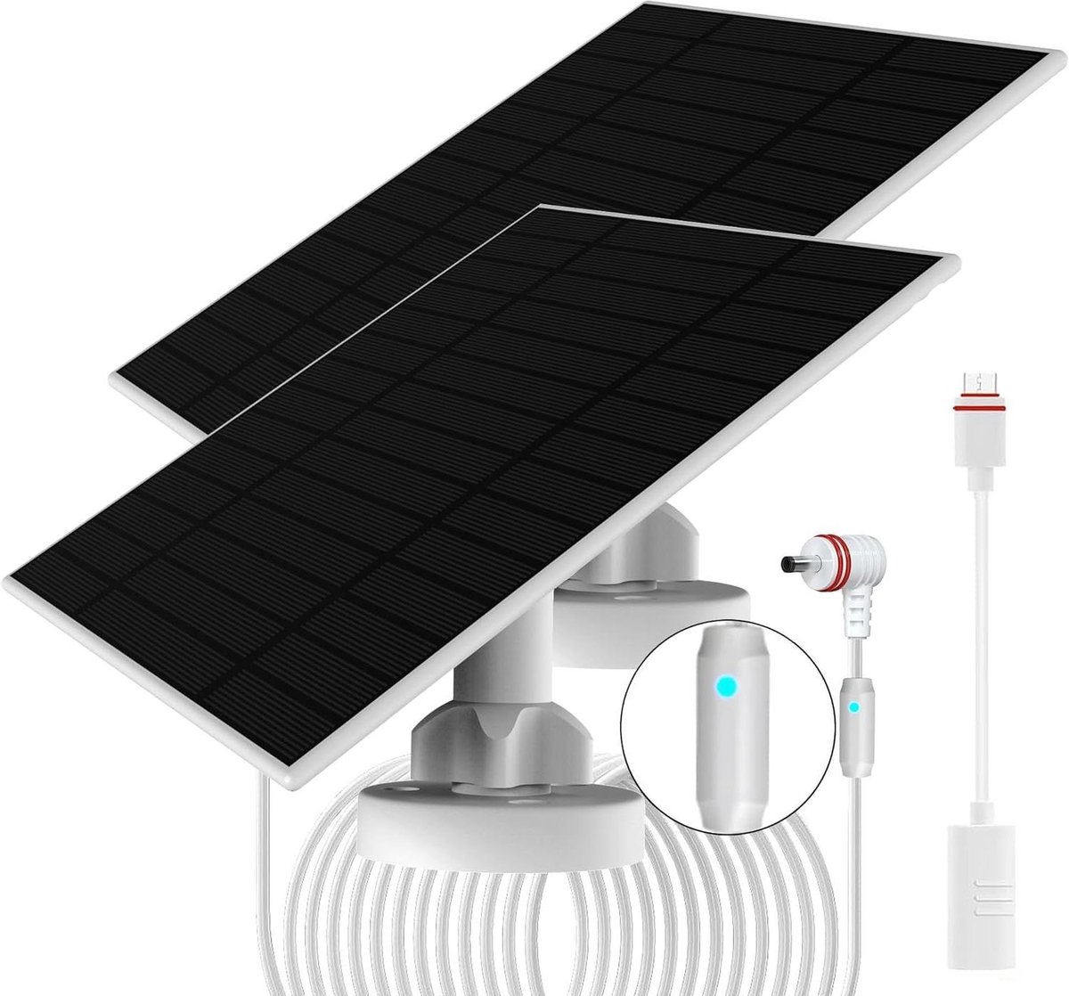 Zonnepanelen Set - Zonnecellen - Camera Opladen - Oplaadindicator Licht - 6 Watt - Zwart