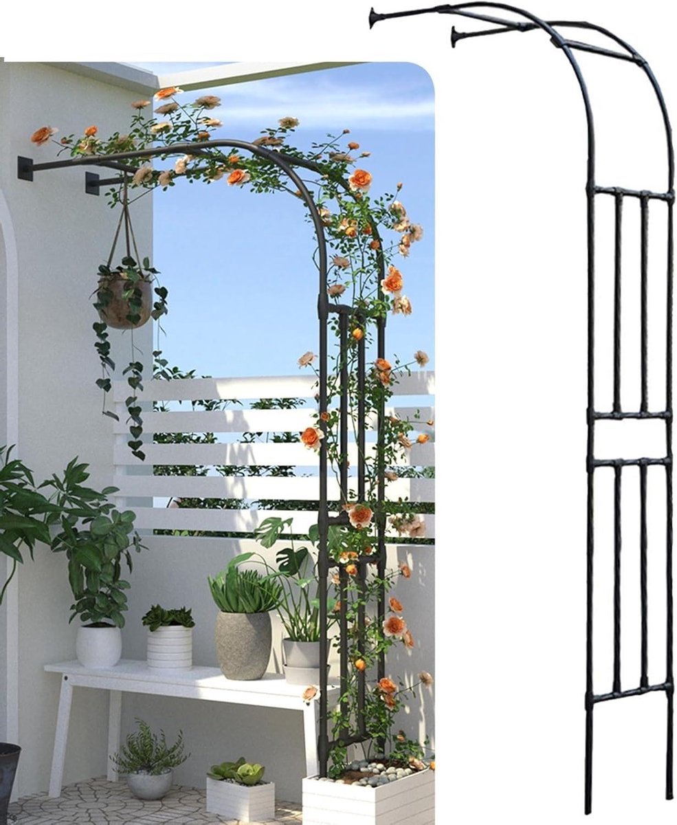 Rozenboog - Klimplant steun - Tuin decoreren - Half model - 60 x 240 cm - Zwart