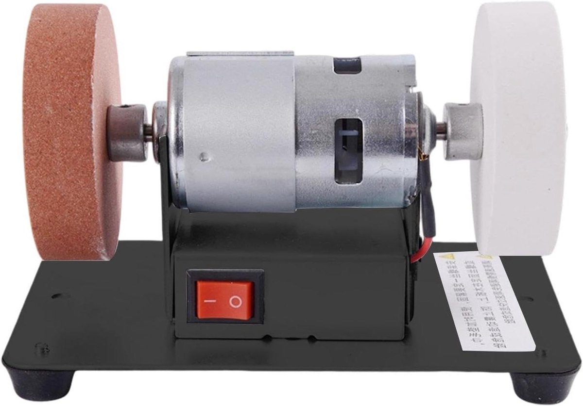 Tafelslijpmachine Mini - Polijstmachine Graveer - Metaal Hout Bewerken - Stille Werking 50dB - 7cm Wiel - Zilver