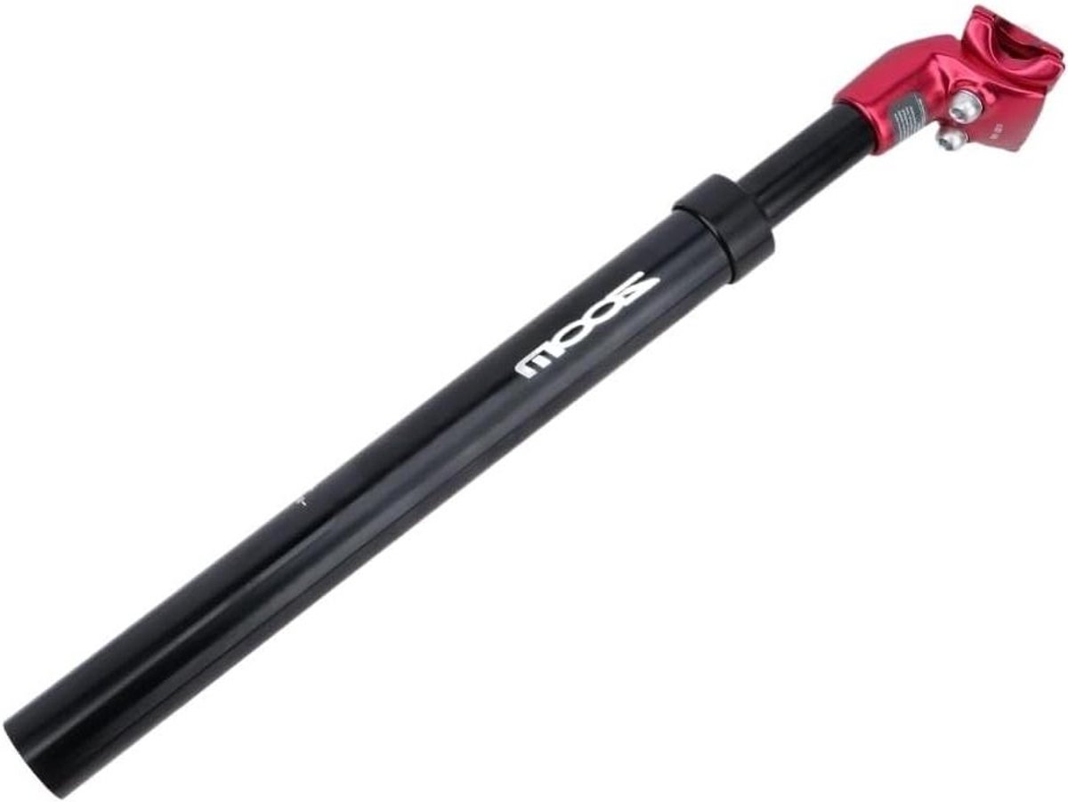 Fiets Zadelpen - Schokdemper Zadelpen - Comfortabel Fietsen - Hydraulische Demping - 350mm Lengte - Zwart Rood