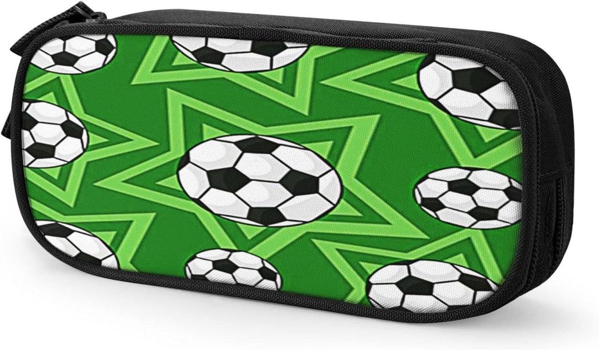 Etui Voetbal Veld - Pennenhouder Tas - Schoolbenodigdheden Opslag - Grote Capaciteit - 5x10.5x20.5cm - Wit Groen