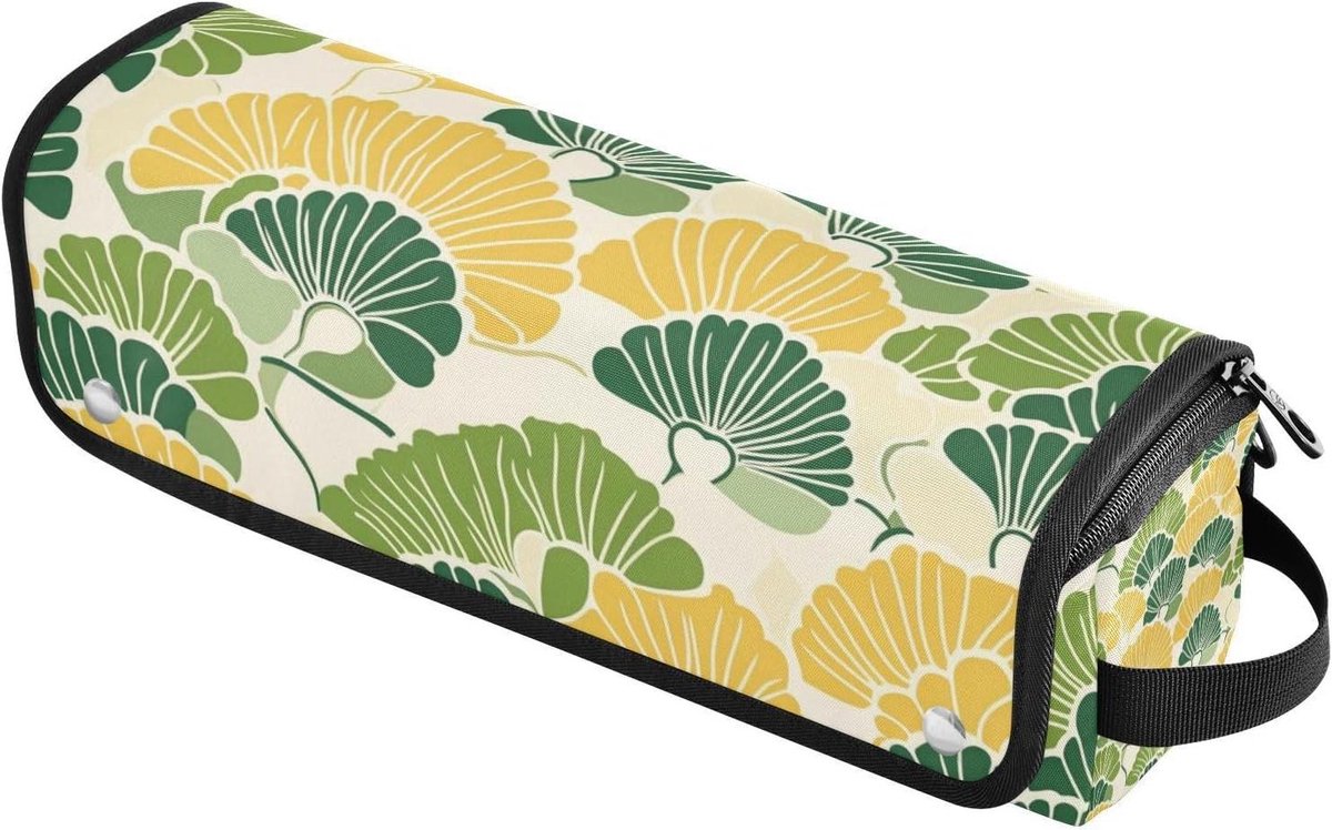 Haargereedschap Organizer - Hittebestendige Mat - Reizen en Thuis - 2-in-1 Ontwerp - 37 cm Lengte - Geel Groen Calico