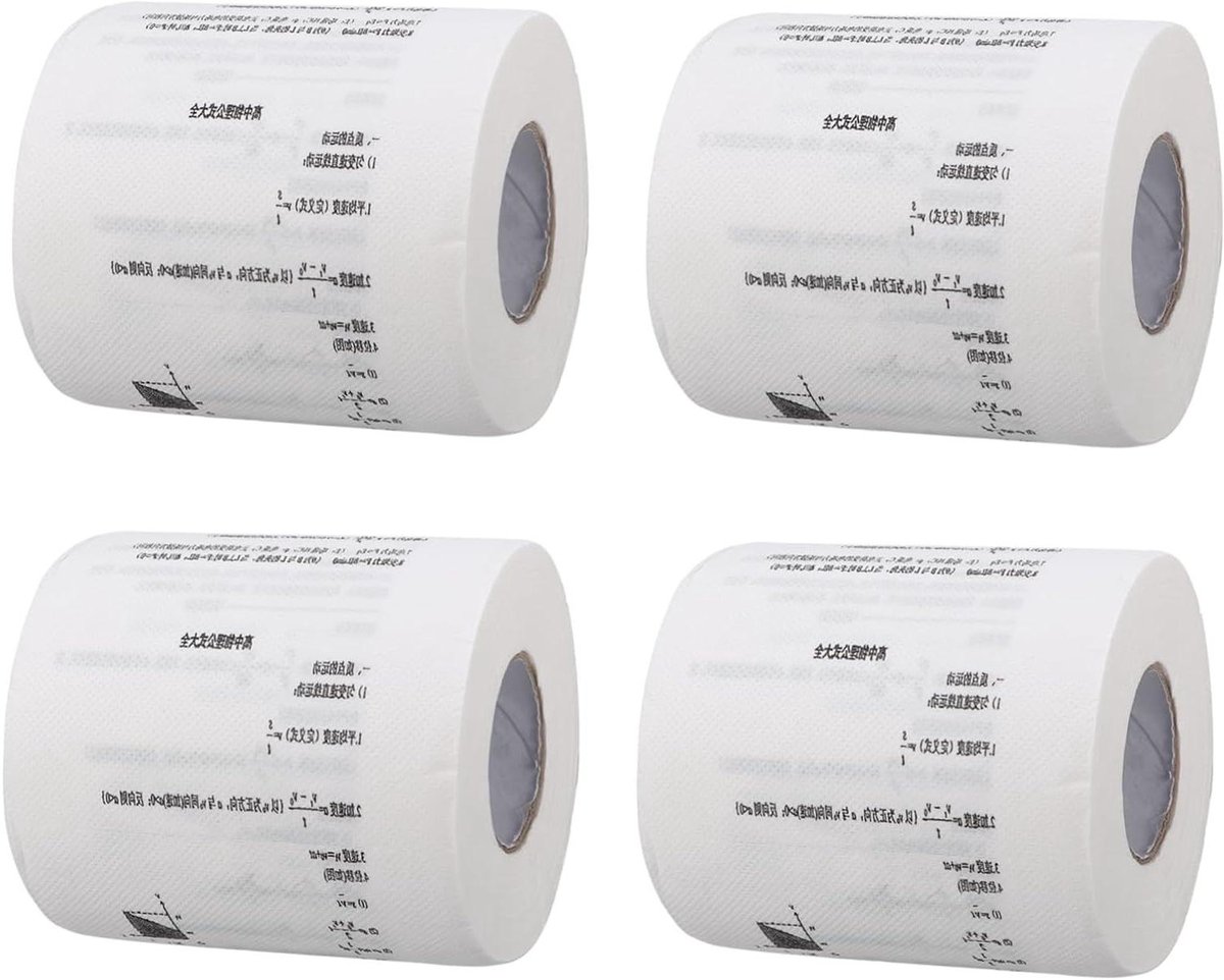Toiletpapier Rollen - Papier Rollen - Huisdecoratie - Gedrukt Formulepatroon - 4 Rollen - Wit