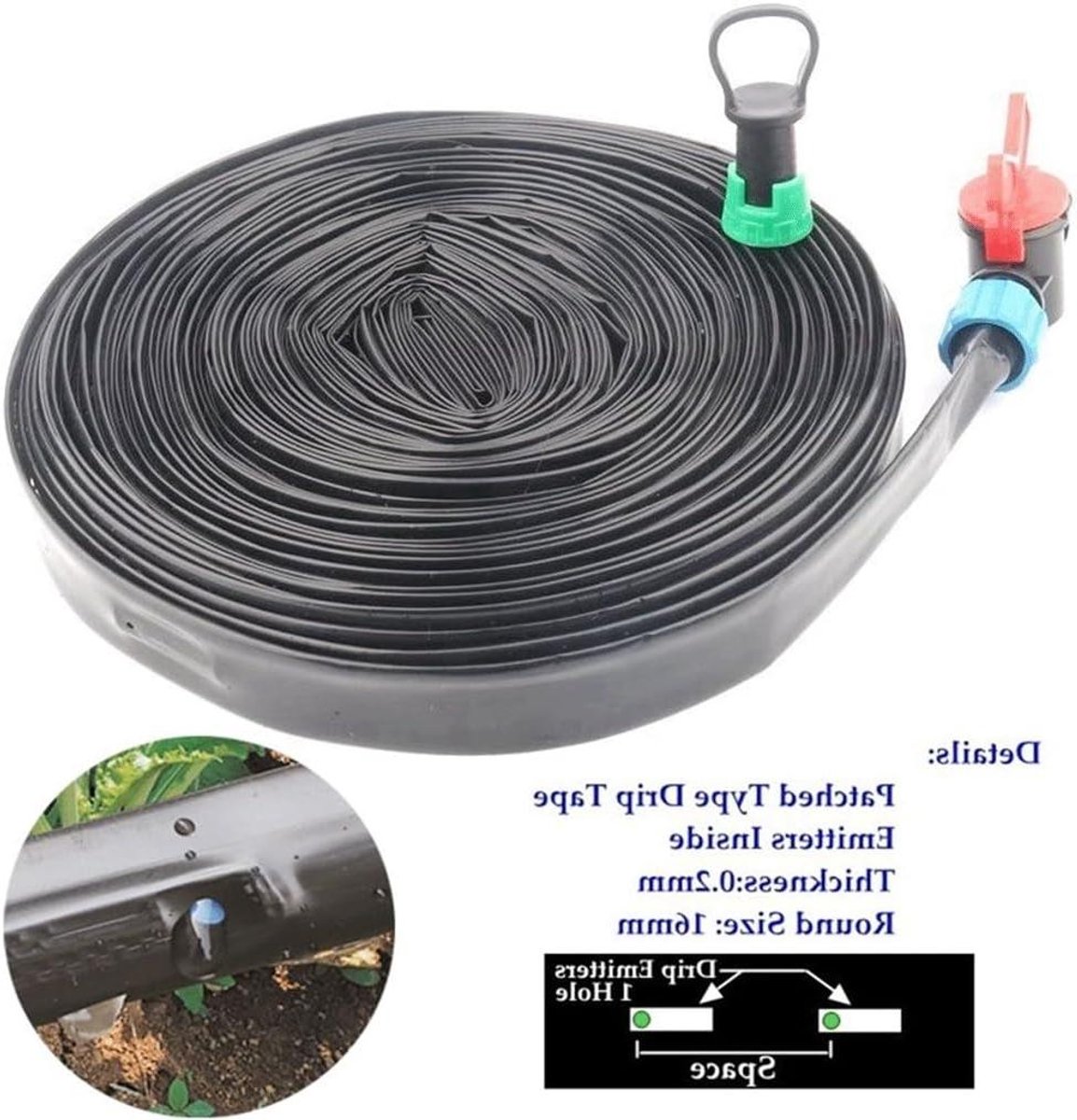 Druppelslang Irrigatiesysteem - Drippelslang Waterslang - Planten Water Geven - Zelfregulerende Druppelafstand - 50 meter - Zwart