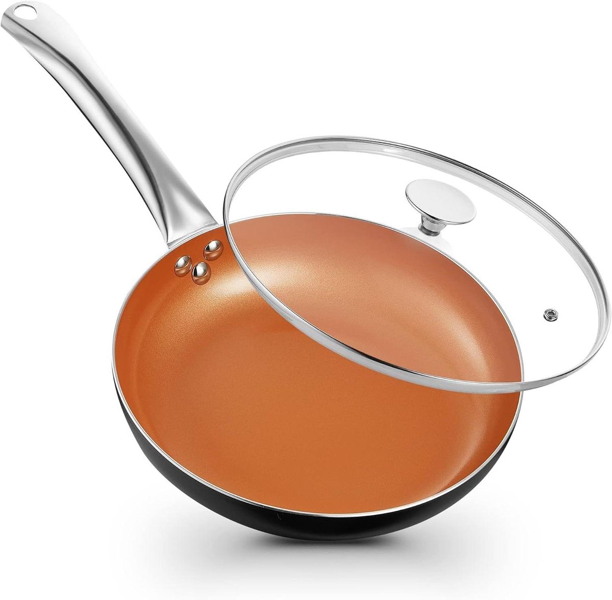 Kleine koekenpan - Antiaanbakpan met deksel - Dagelijks koken - Keramische coating PFOA vrij - 20 cm - Koper