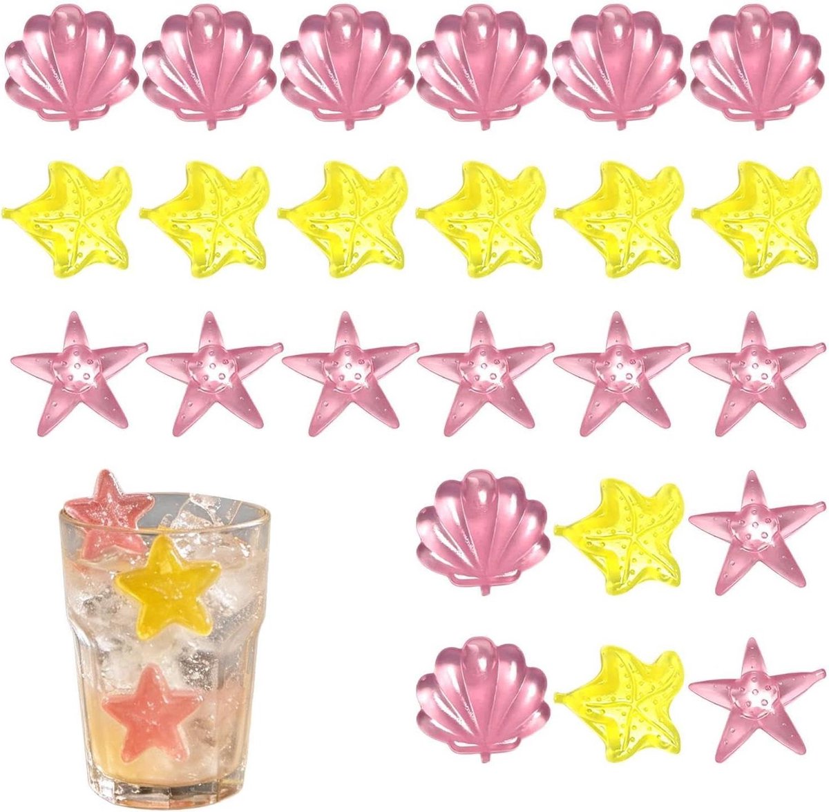 Herbruikbare IJsklontjes - Drankkoelers Decoratief - Dranken Koelen - Uniek Zee Thema - 24 Stuks - Multicolor