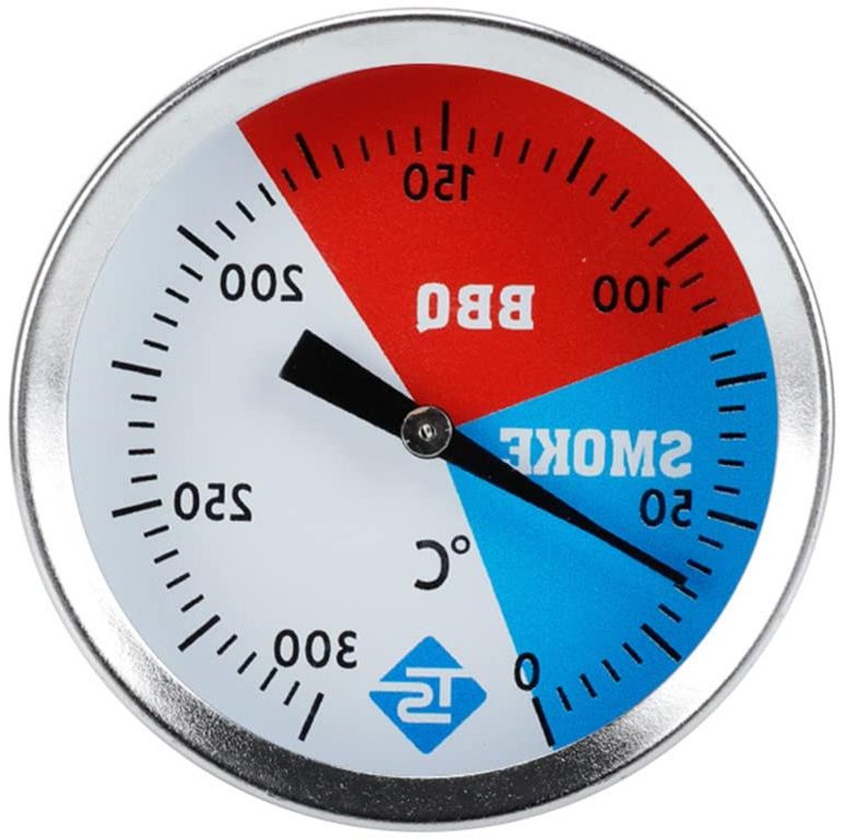 Grillthermometer Roestvrijstaal - Oventhermometer Temperatuurmeter - Precisie Koken - Grote Glazen Wijzerplaat - 0-300 C - Zilverkleurig