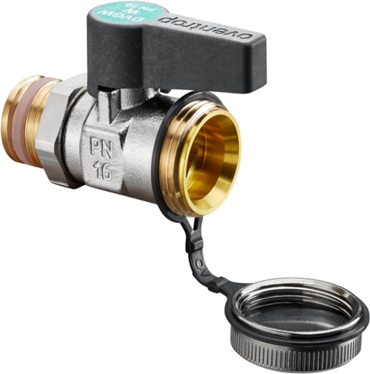 OVENTROP KFE-kogelkraan Optiflex met buitendraad PN 10, zonder slangaansluiting, voor drinkwater DN 15, G 1/2, 1033152
