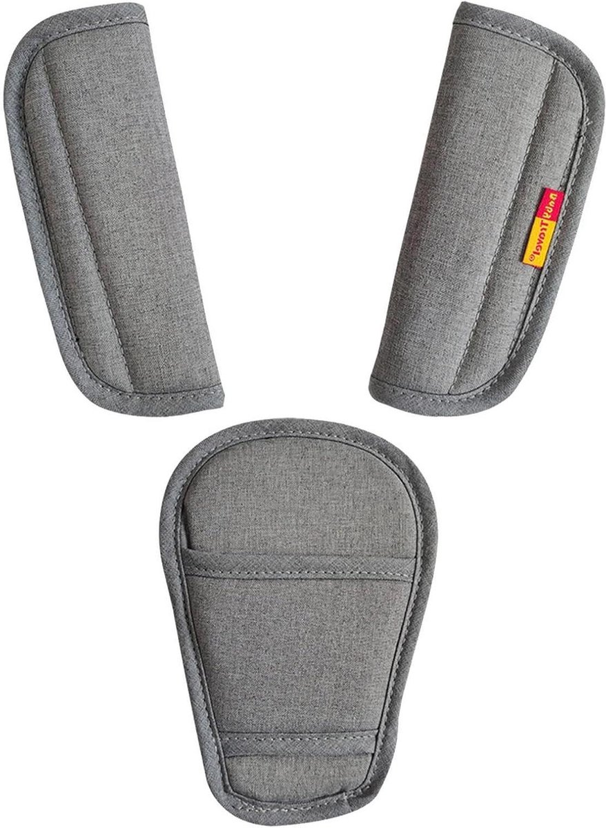 Autostoel Gordelpads - Kinderwagengordelhoezen - Comfortabel Reizen - Huidvriendelijk Polyester - 2 stuks - Linnen grijs