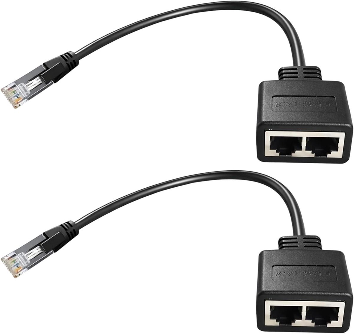 LAN-splitter 2 stuks - Ethernet adapter - Netwerk uitbreiden - Afgeschermde verbinding - RJ45 - Zwart