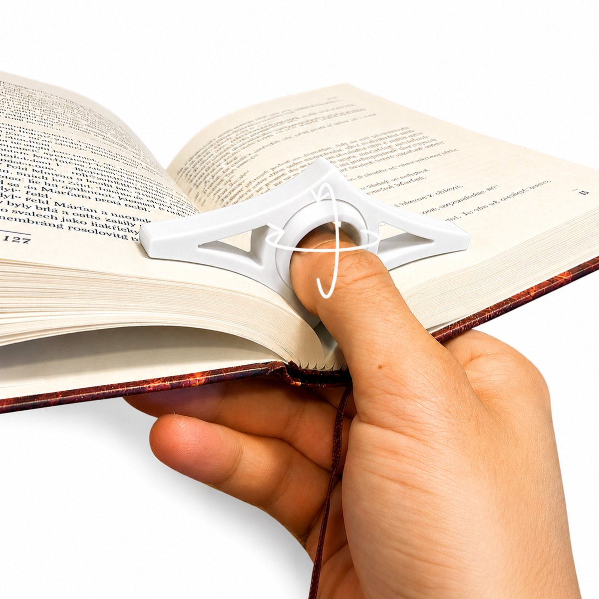 Boekpaginahouder - Boekhouder Voor Éénhandig Lezen - Duimring Leeshulp 25 Mm - Paginahouder Voor Boeken - Ergonomische Leesaccessoire - Handsfree Lezen - Comfortabel Lezen - Voor Romans Studieboeken Paperbacks En E-Readers - Wit