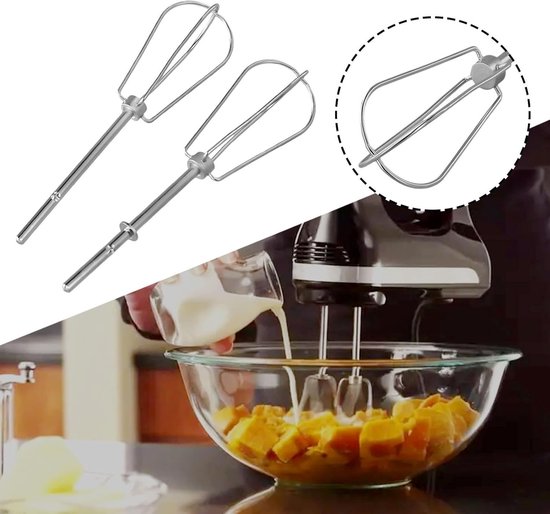 Mixer Opzetstukken - Roestvrijstaal - Beslag Maken - Turbokloppers - 2 Stuks - Zilverkleurig — afbeelding 5