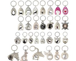 NETPROSHOP Key Chain Metal Animal Figures with Chip for Shopping Cart Selection: Cat Head with Cat