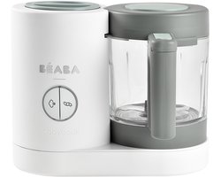 Béaba Babycook Neo Foodprocessor - Stomen, Mixen, Ontdooien en Opwarmen in Eén Toestel - Glazen Kom van 1250 ml en Inox Mand van 1000 ml - Tot 4 Porties van 150 g - Licht- en Geluidssignaal bij Einde Cyclus - Grijs