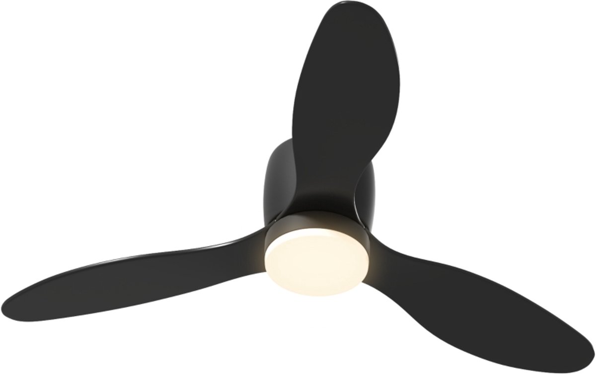 Gutent - Plafondventilator met verlichting - 115cm - Met afstandsbediening - DC motor - 3 houten bladen - 3 lichtkleuren - 6 snelheden - Timer