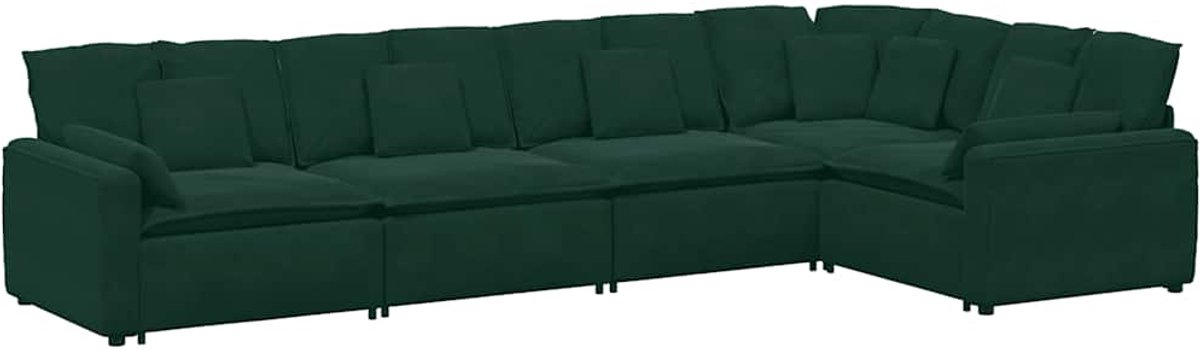 vidaXL - Modulaire - bank - met - kussens - fluweel - donkergroen