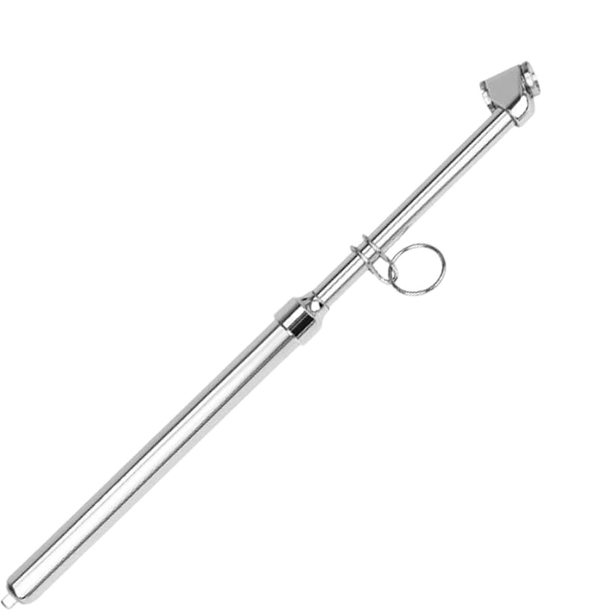Bandendrukmeter – dubbele kop met metalen ladder | zink verchroomde afwerking | robuuste potloodmeter voor auto, vrachtwagen, SUV en landbouwmachines