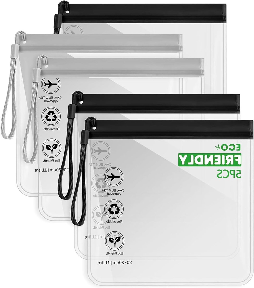 Transparante Toilettas voor Reizen - TSA Goedgekeurde Bagage voor Vloeistoffen, Make-up en Toiletartikelen, Ideaal voor Vakanties en Luchthavenbeveiliging, 20 x 20 cm