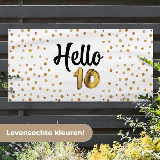 Affiche de clôture Jubilee - Or - 10 ans - 200x100 cm - Toile de jardin