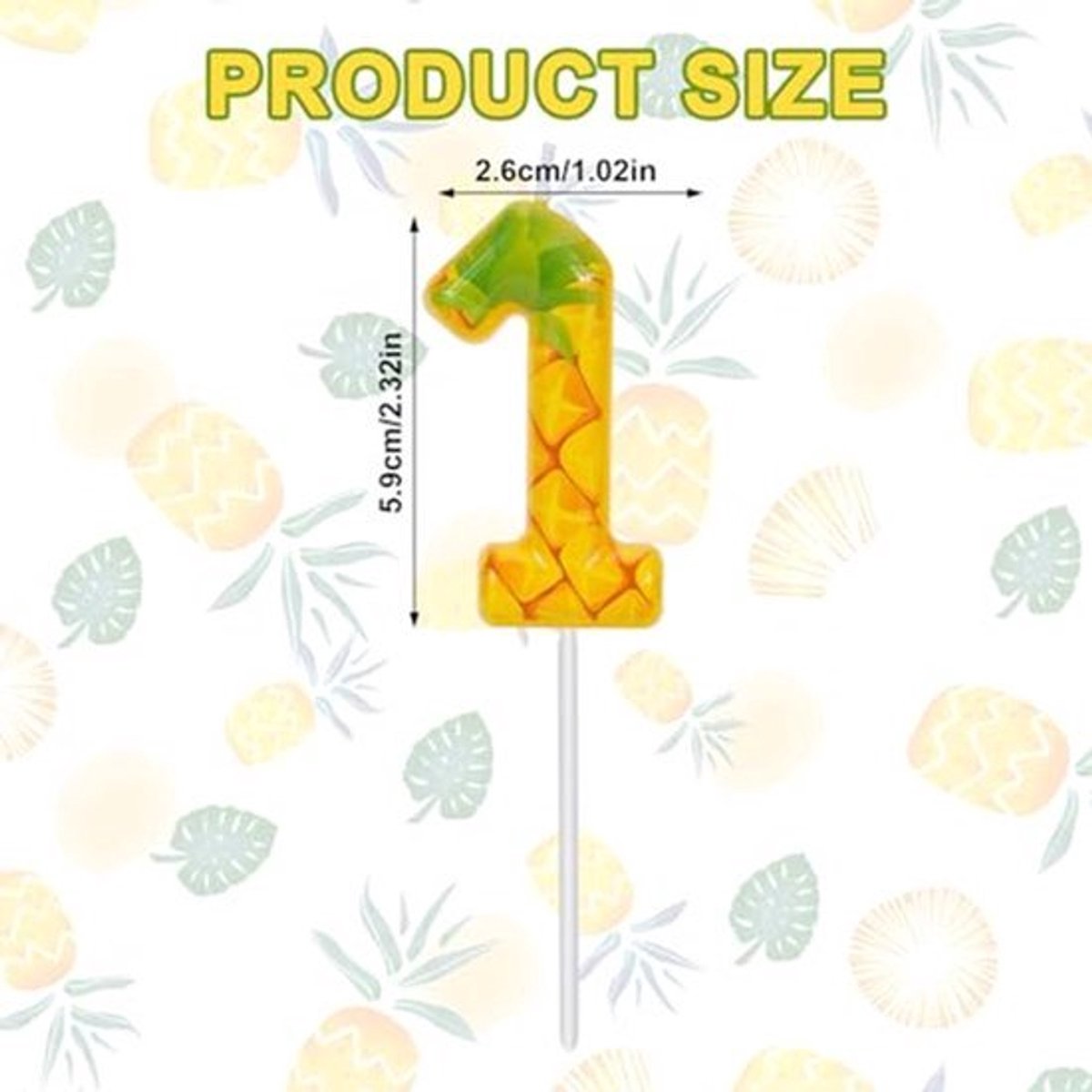 Verjaardagsnummerkaars Ananas - Geel - Tropisch Design - 1 Stuk