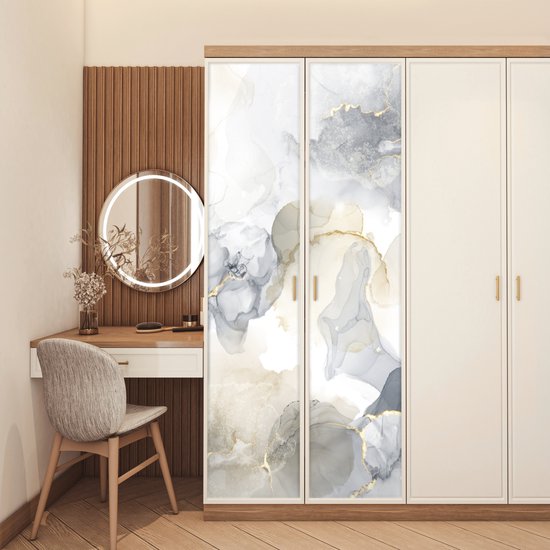 Sticker mural effet marbre - Or - Zwart - 75 x 205 cm - Affiche de porte