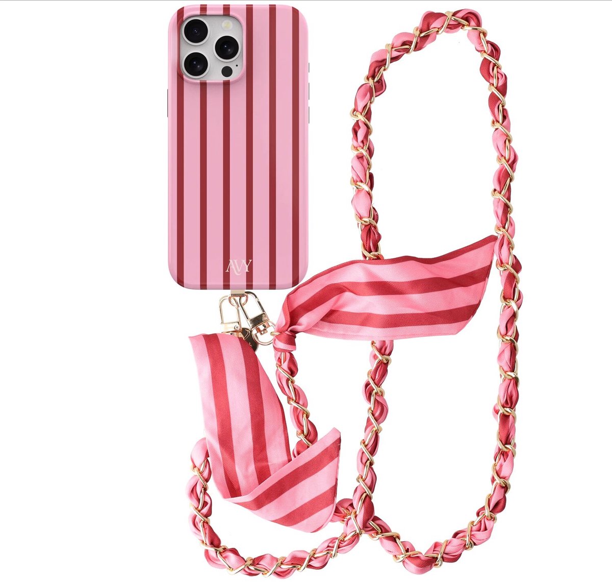 AVY Hoesje Met Telefoonkoord | Geschikt voor iPhone 12 Pro Max | Compatibel met MagSafe & Qi2 | Hard Shell Back Cover | Stijlvol Bijpassend Koord Crossbody (120CM) | Linea Sol